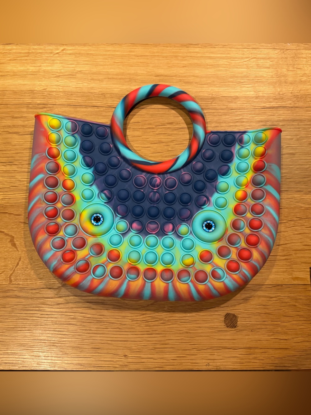 Jumbo Pop It Fidget Toy Tie Dye Rainbow Sensory Push Pop Bubble Monster 3D Eyes